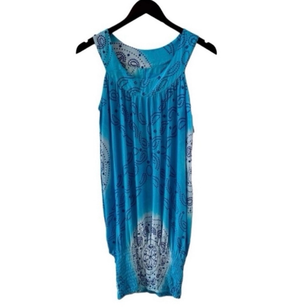 coolchange Blue and White Print Sleeveless V-Neck Swim Coverup Size S/M